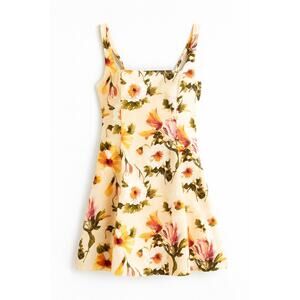 NWOT Abercrombie & Fitch Floral Watercolor Mini Dress Yellow Cottagecore Size S